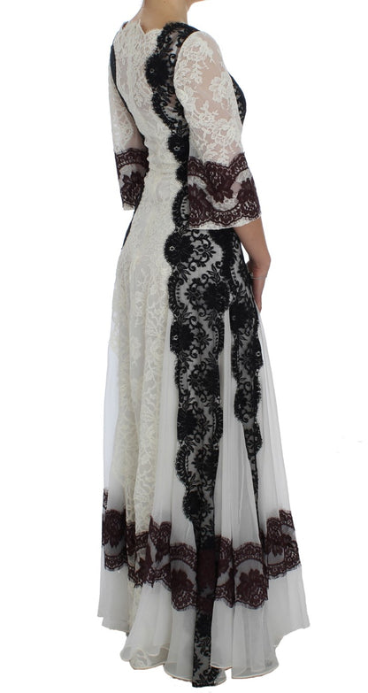 Dolce & Gabbana Floral Lace Silk Blend Maxi Dress