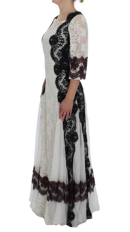 Floral Lace Silk Blend Maxi Dress