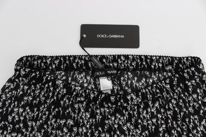 Dolce & Gabbana Elegant Black & White Floral Lace Silk Shorts