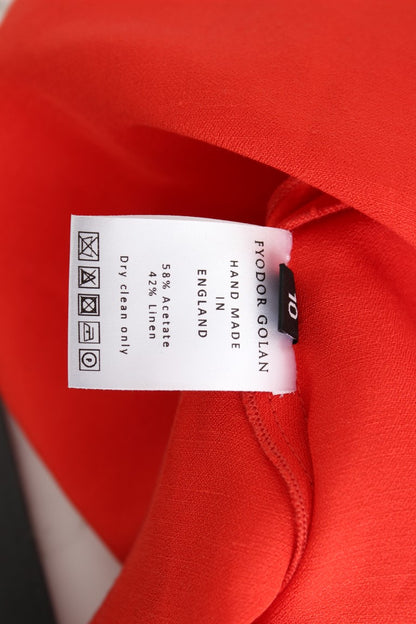 Radiant Red Linen Blend Artisan Dress