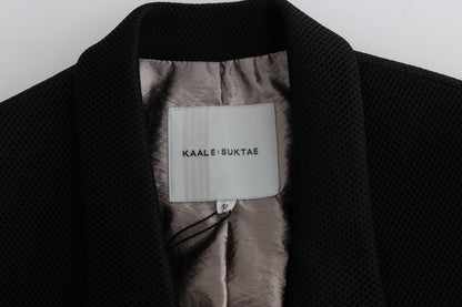 KAALE SUKTAE Elegant Draped Long Coat in Black with Red Accents