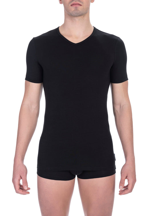 Black Cotton Men's V-Neck T-Shirt