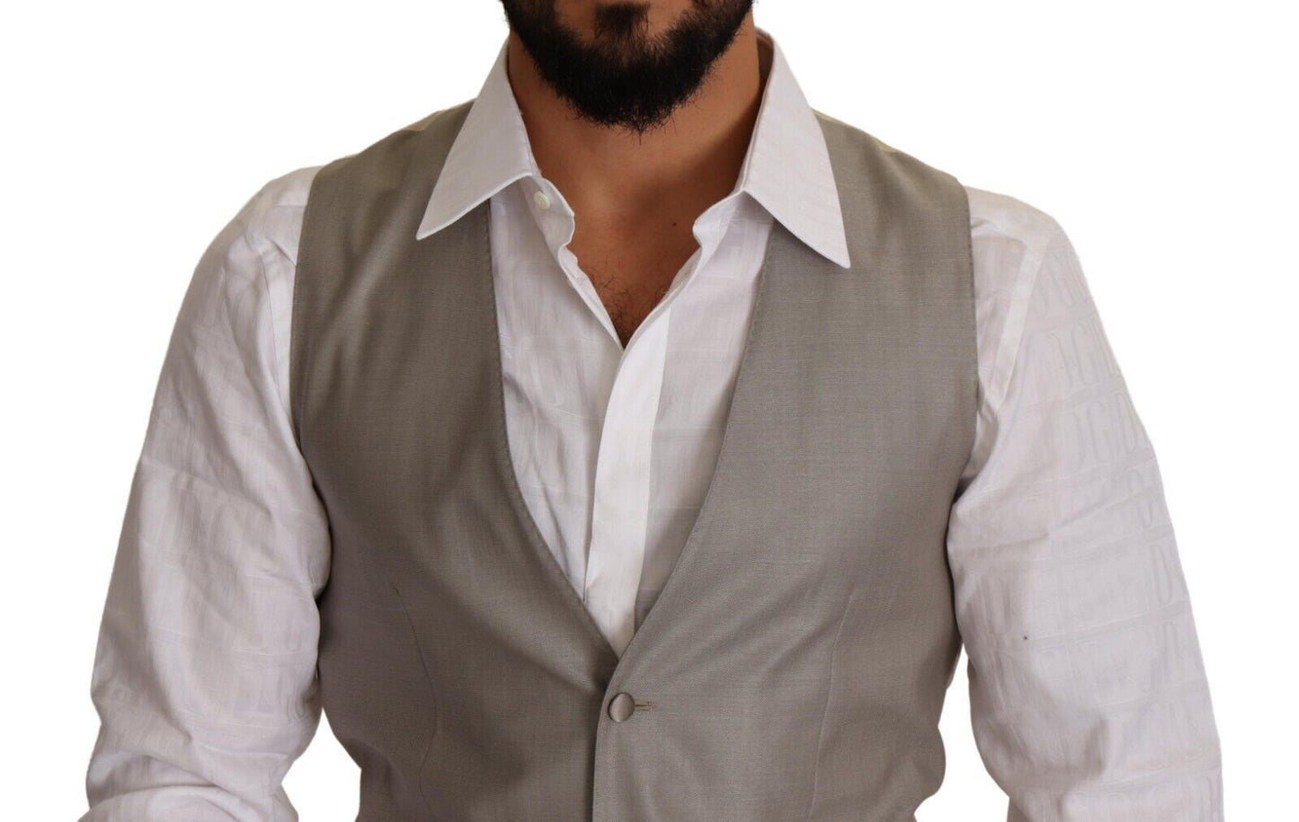 Elegant Single Breasted Dress Vest in Beige