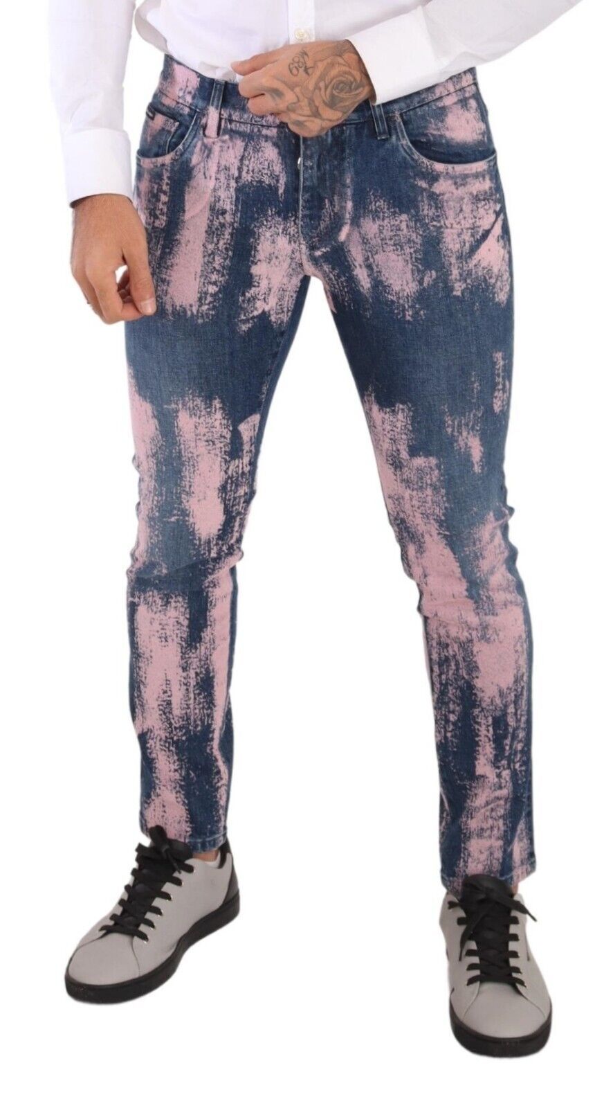 Elegant Skinny Slim Fit Denim Jeans in Tie Dye