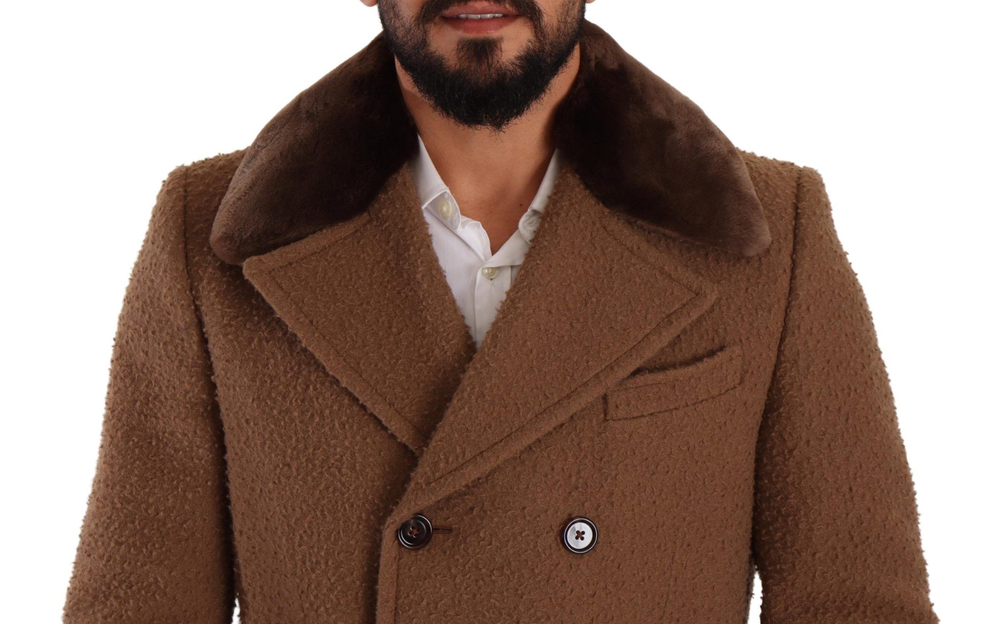 Elegant Double Breasted Wool Overcoat