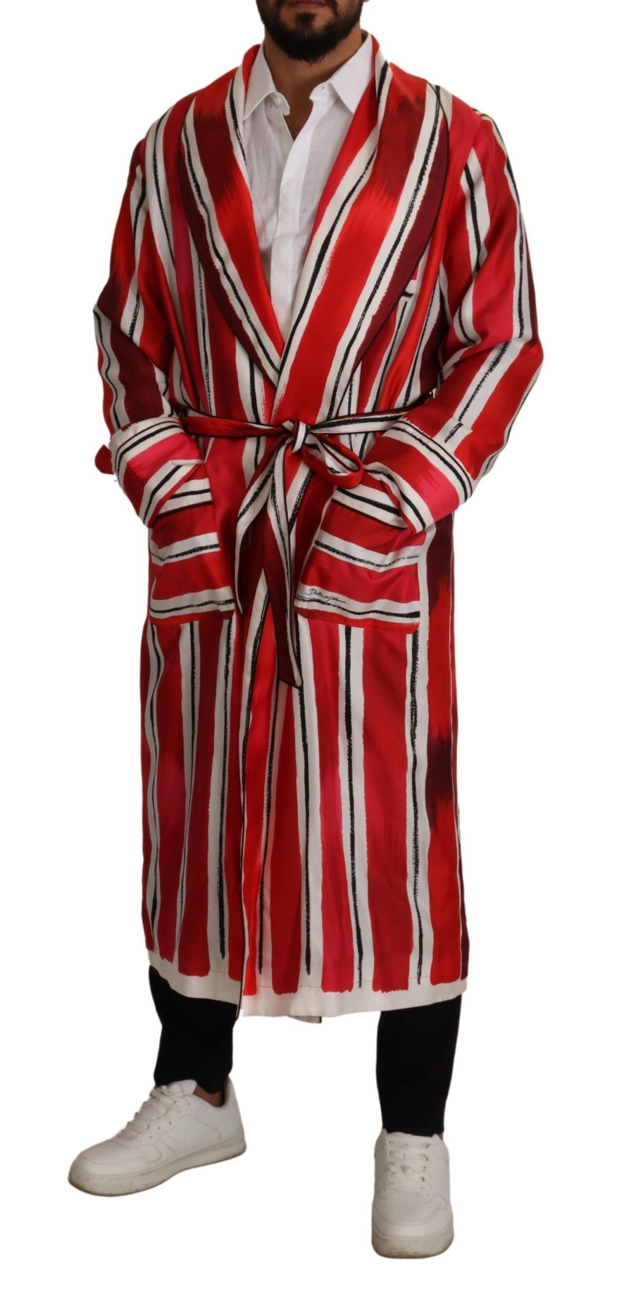 Chic Striped Silk Sleepwear Robe