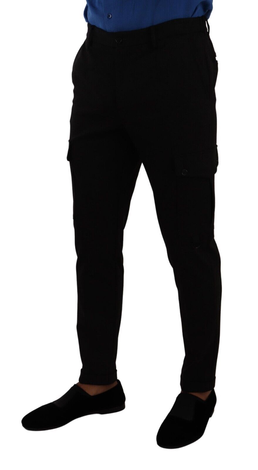 Elegant Black Slim Fit Cargo Pants