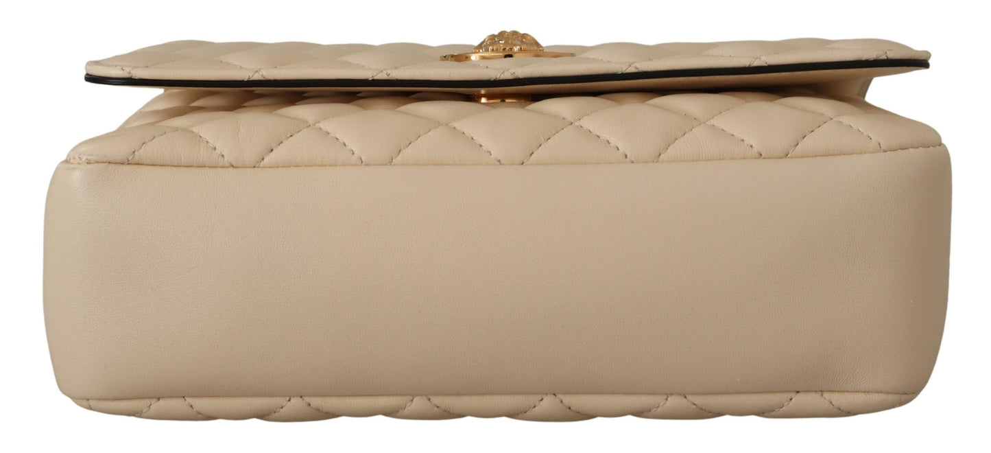 Elegant White Nappa Leather Shoulder Bag