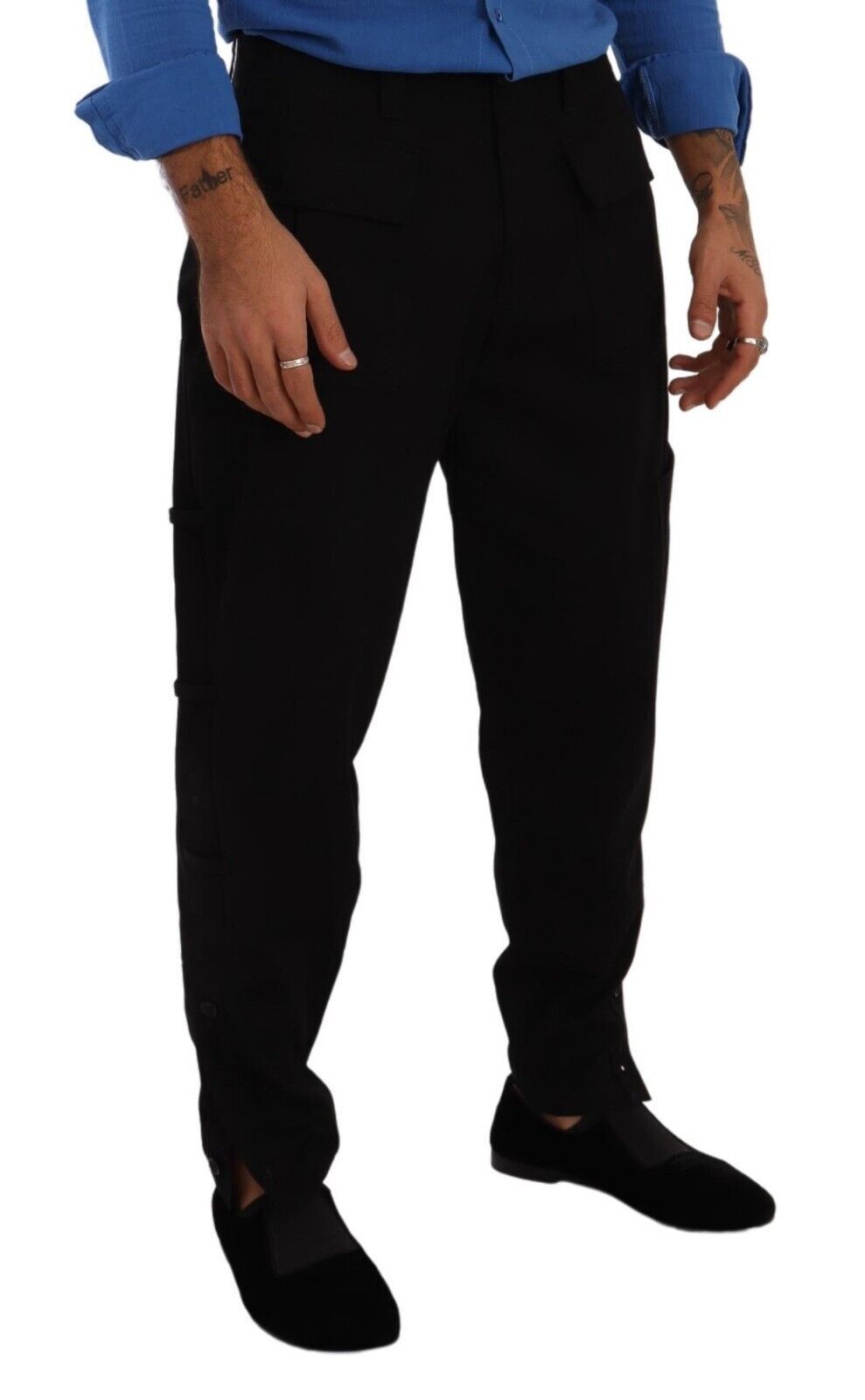 Chic Black Cargo Pants with Stretch Comfort