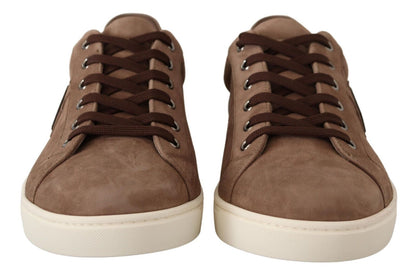 Elegant Brown Leather Sneakers for Men