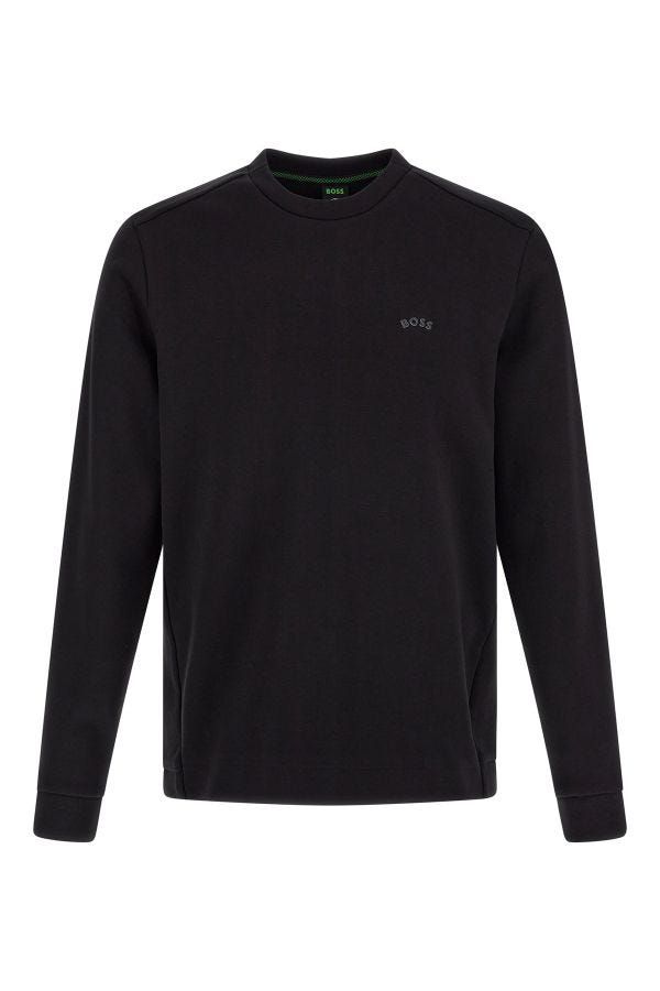 Elegant Black Cotton Round Neck Sweatshirt