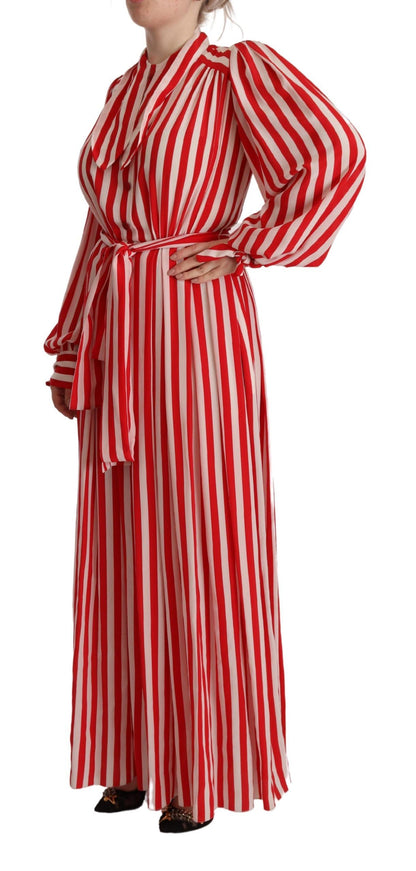 Elegant Striped Silk Maxi Dress