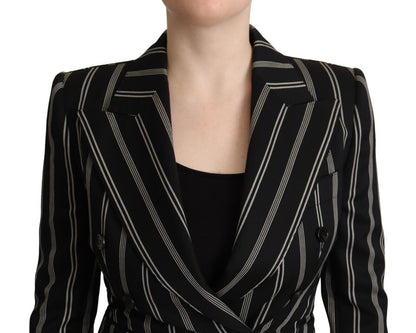 Elegant Striped Wool Stretch Jacket