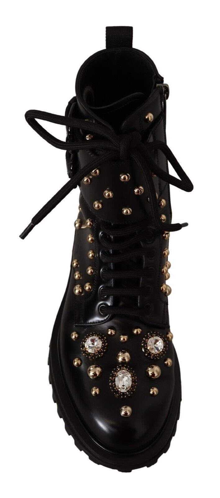 Black Crystal-Studded Formal Boots