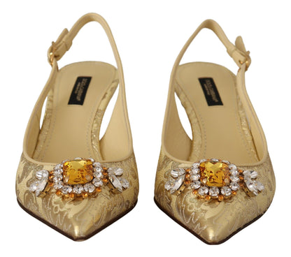 Gleaming Gold Crystal Slingback Heels