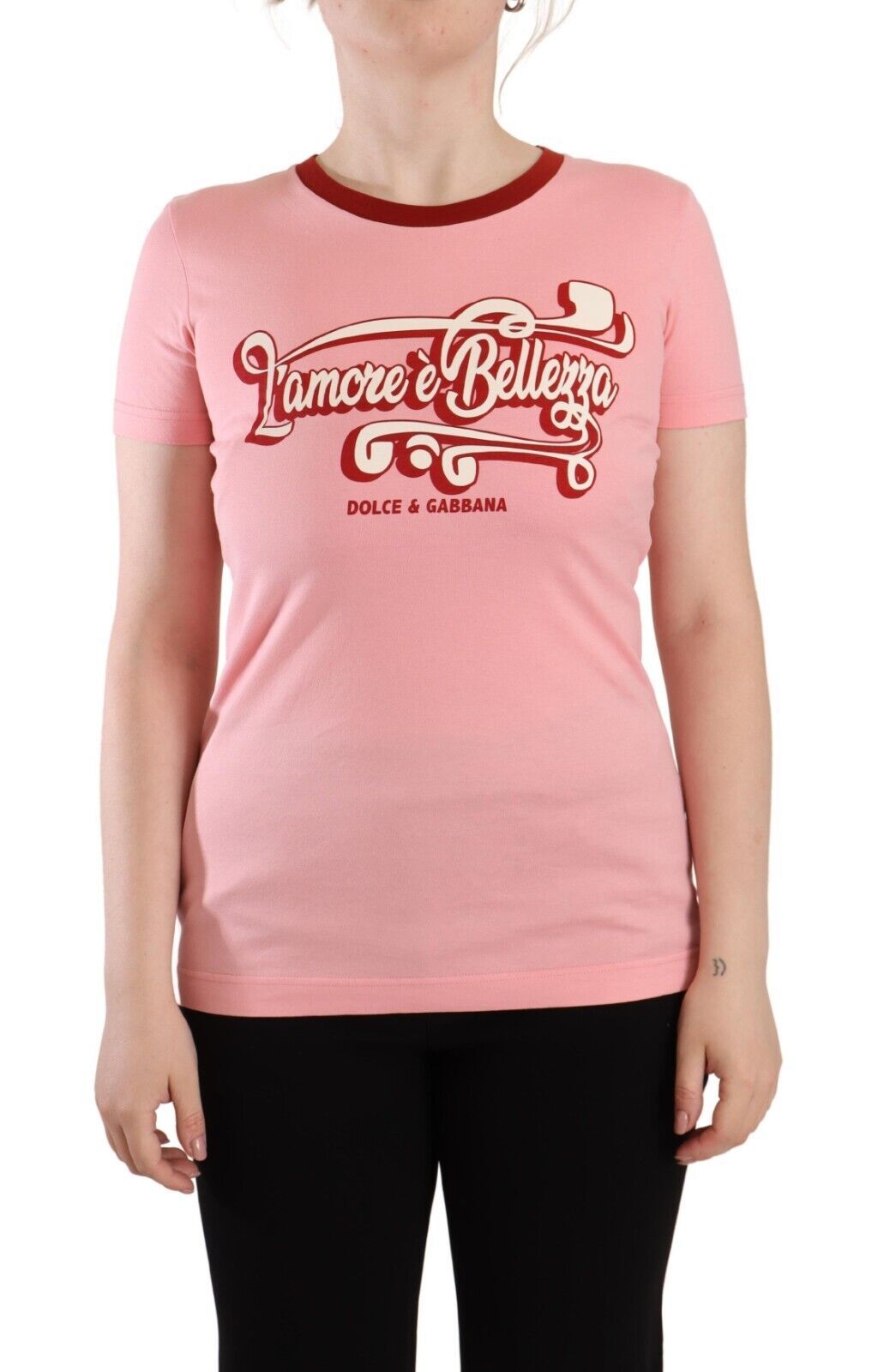 Chic Pink Logo Crew Neck Tee