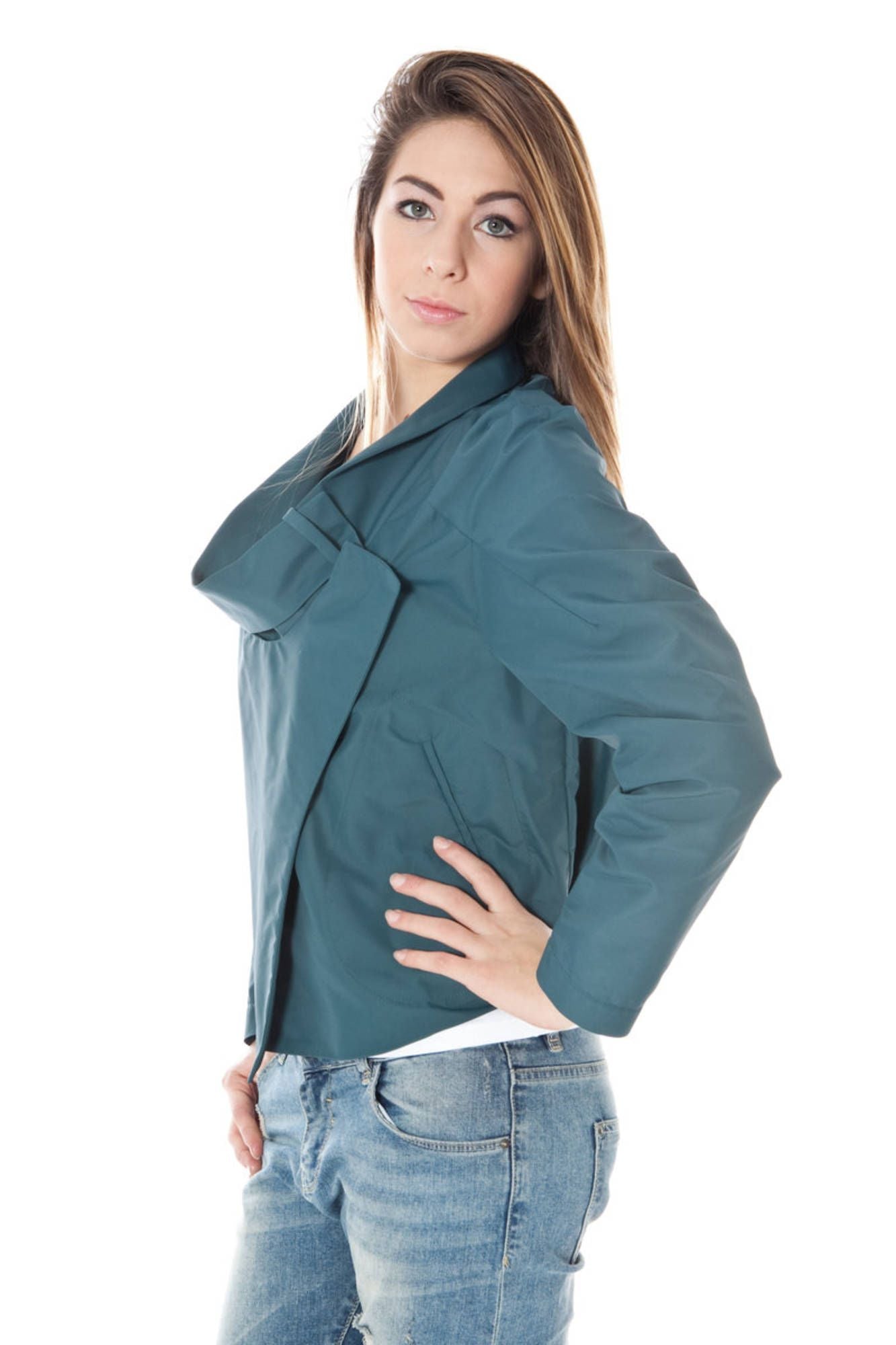 Green Polyamide Women Jacket