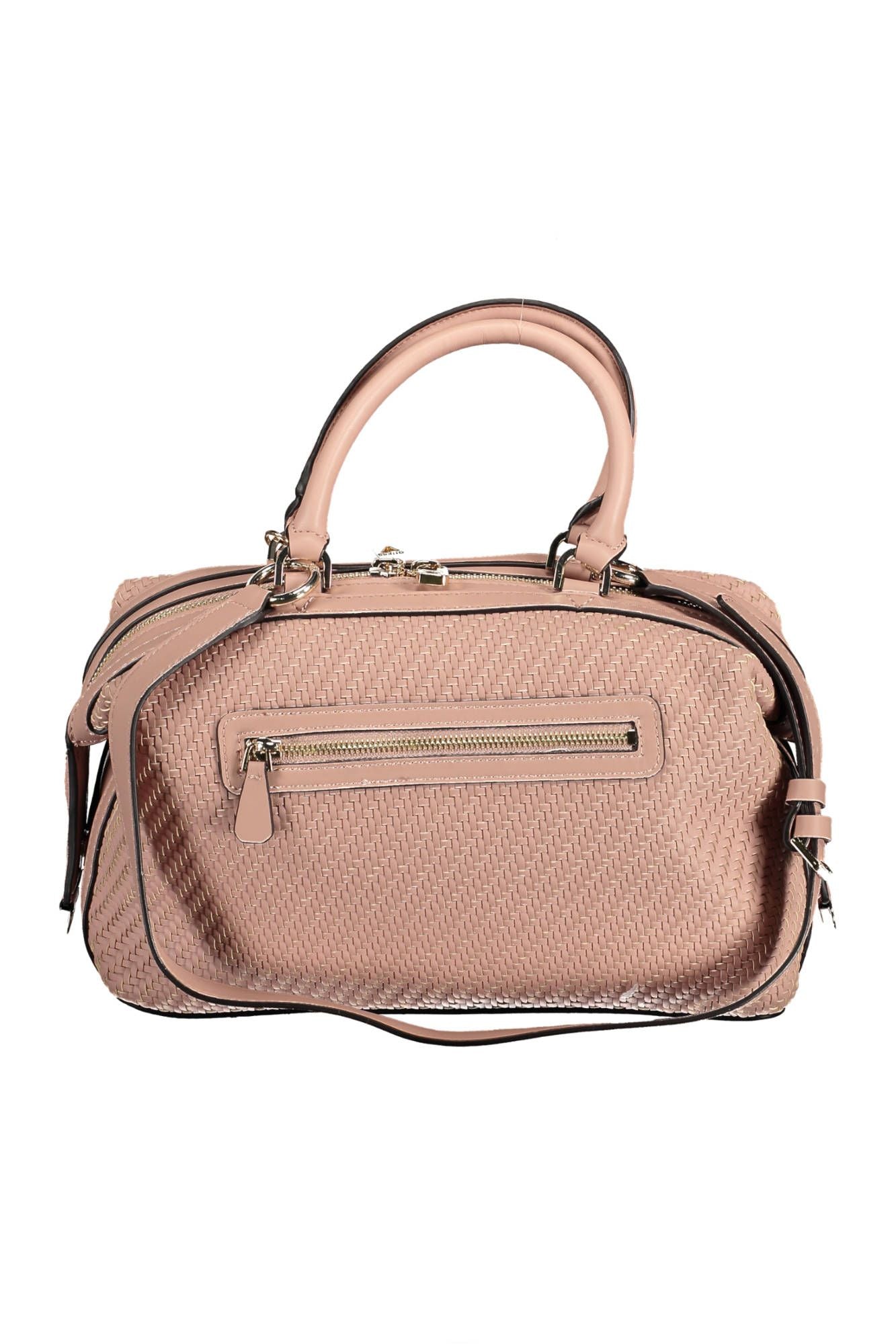 Chic Pink Satchel with Contrasting Details