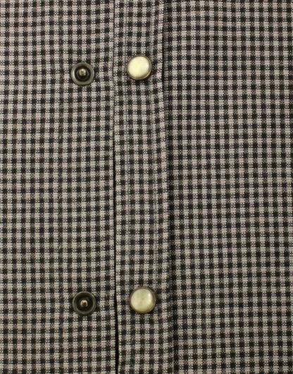 Costume National Chic Gray Checked Casual Linen Blend Shirt