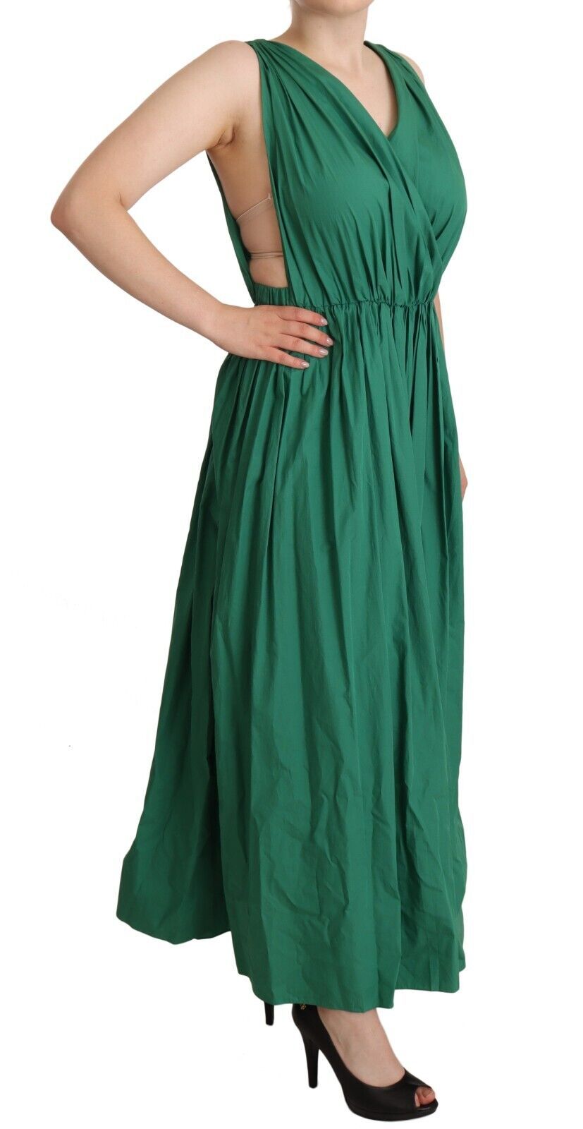 Elegant Deep Green Sleeveless A-Line Dress