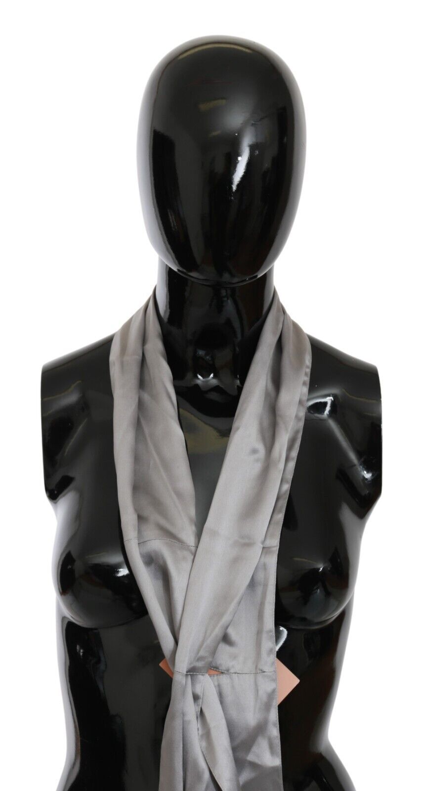 Sleek Silver Silk Neck Scarf for Men