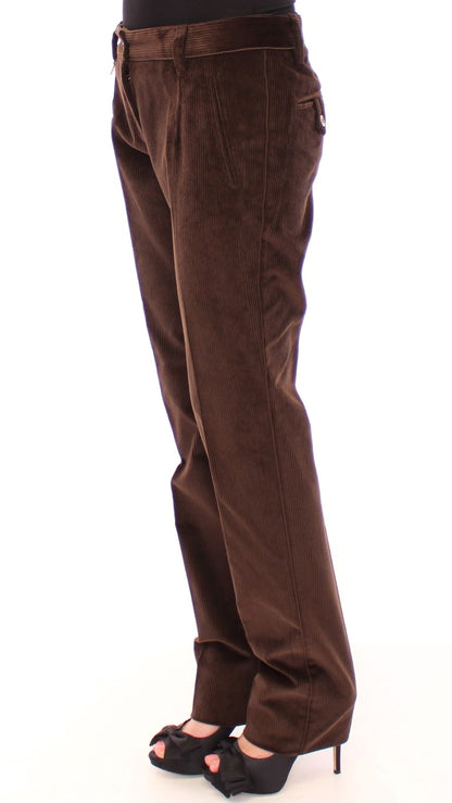 Elegant Brown Cotton Trousers