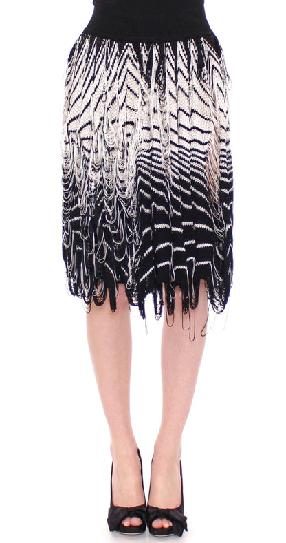 Chic Black & White Knitted Skirt