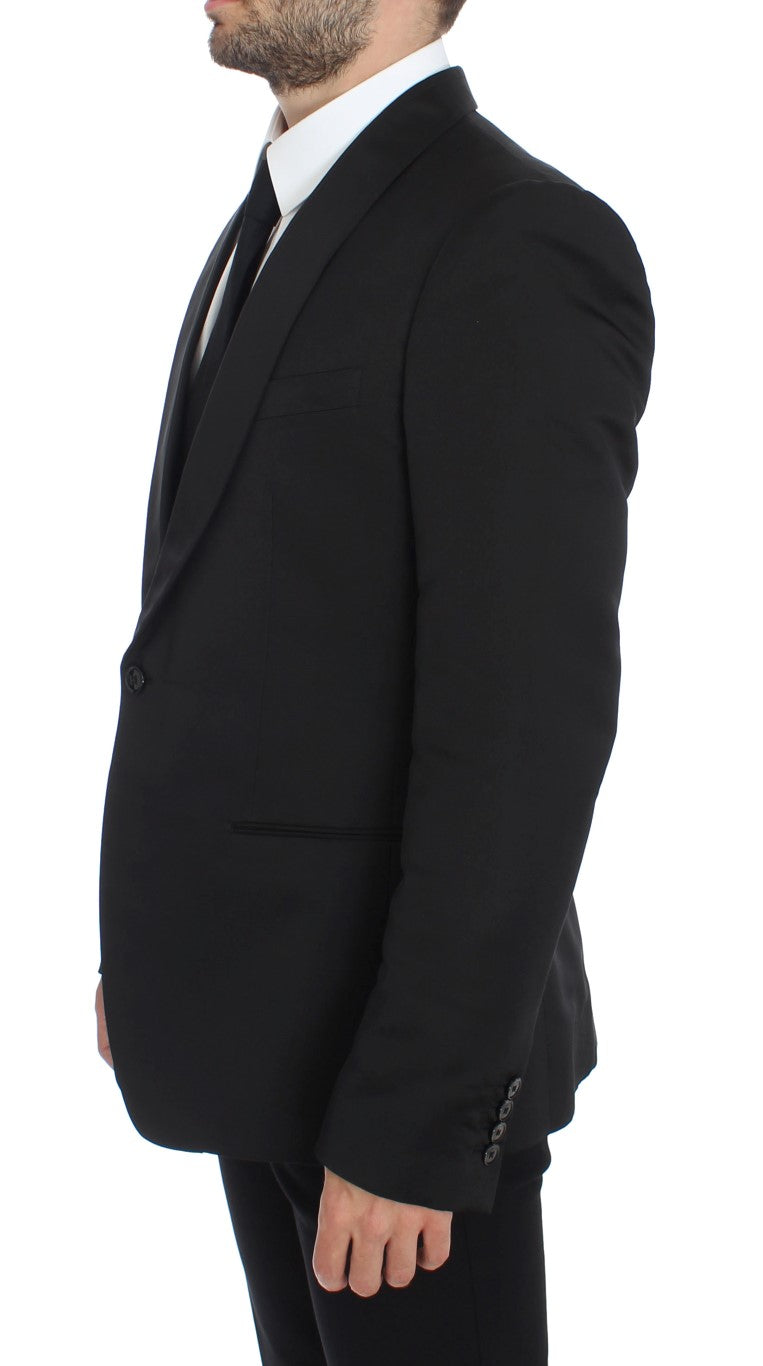 Exclusive Black Silk One Button Blazer