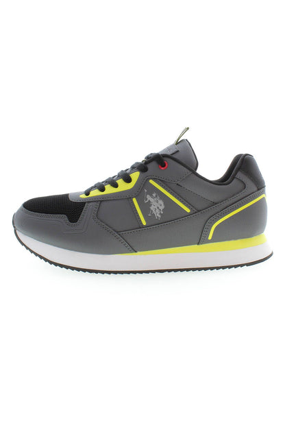 Sleek Gray Sporty Sneakers with Logo Accents