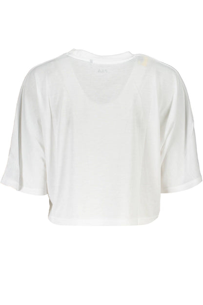 Elegant White Logo Tee with Wide Neckline