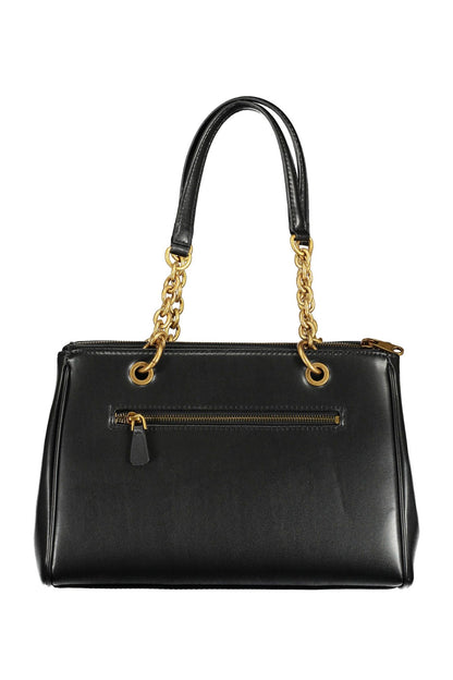 Chic Black Contrasting Detail Dual-Handle Bag