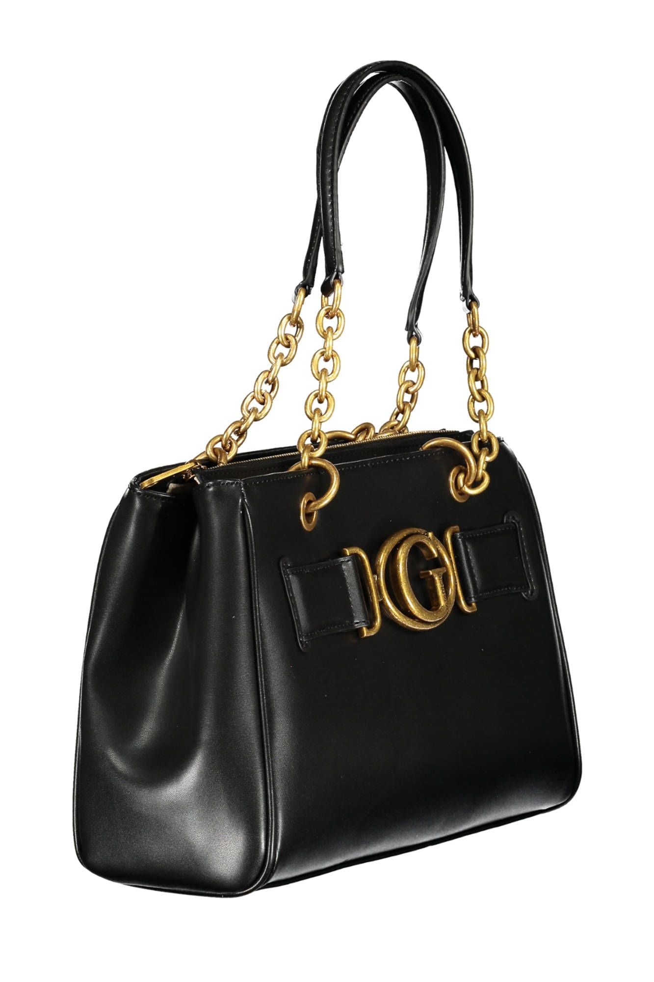 Chic Black Contrasting Detail Dual-Handle Bag