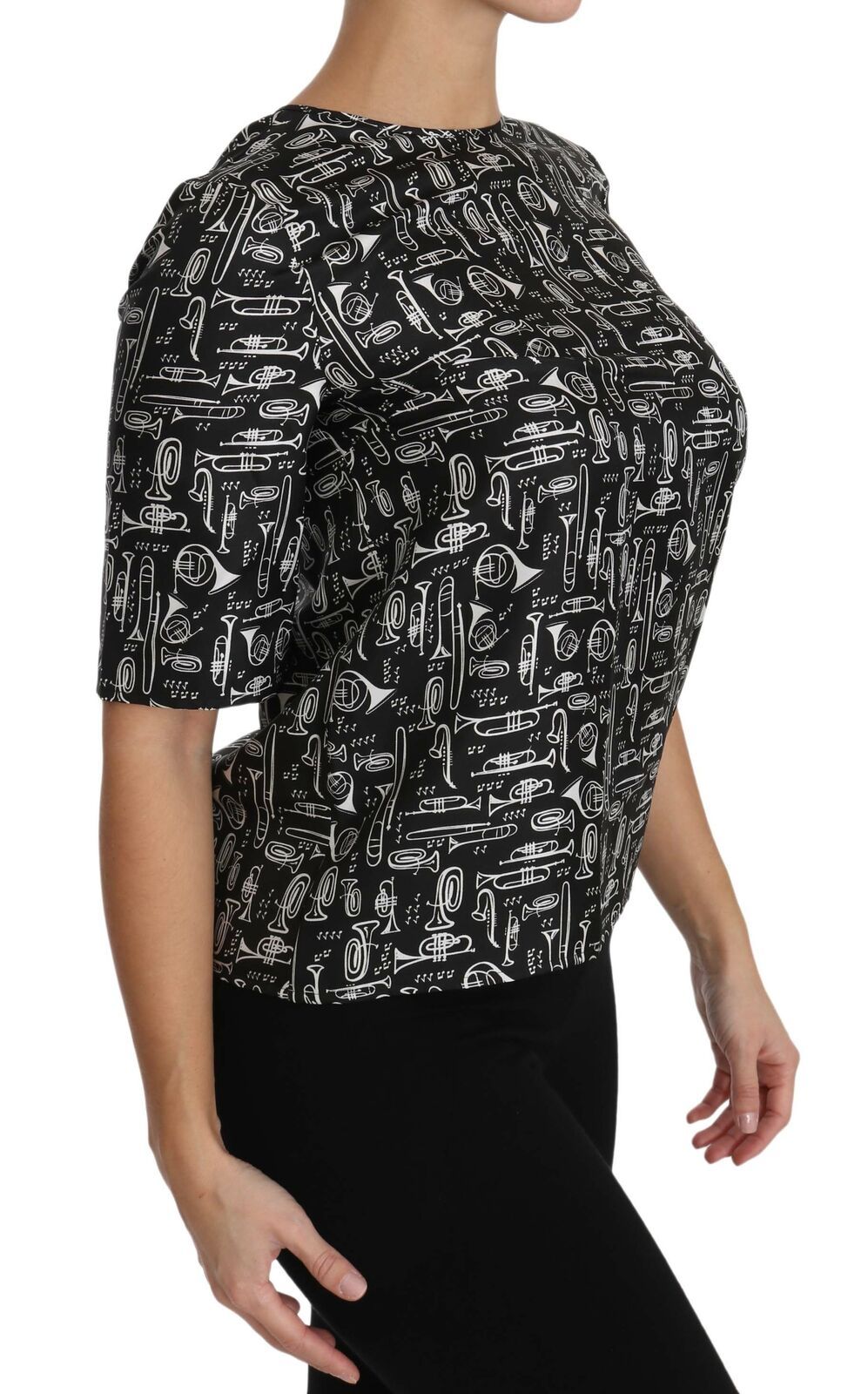 Exquisite Trumpet Print Silk Blouse