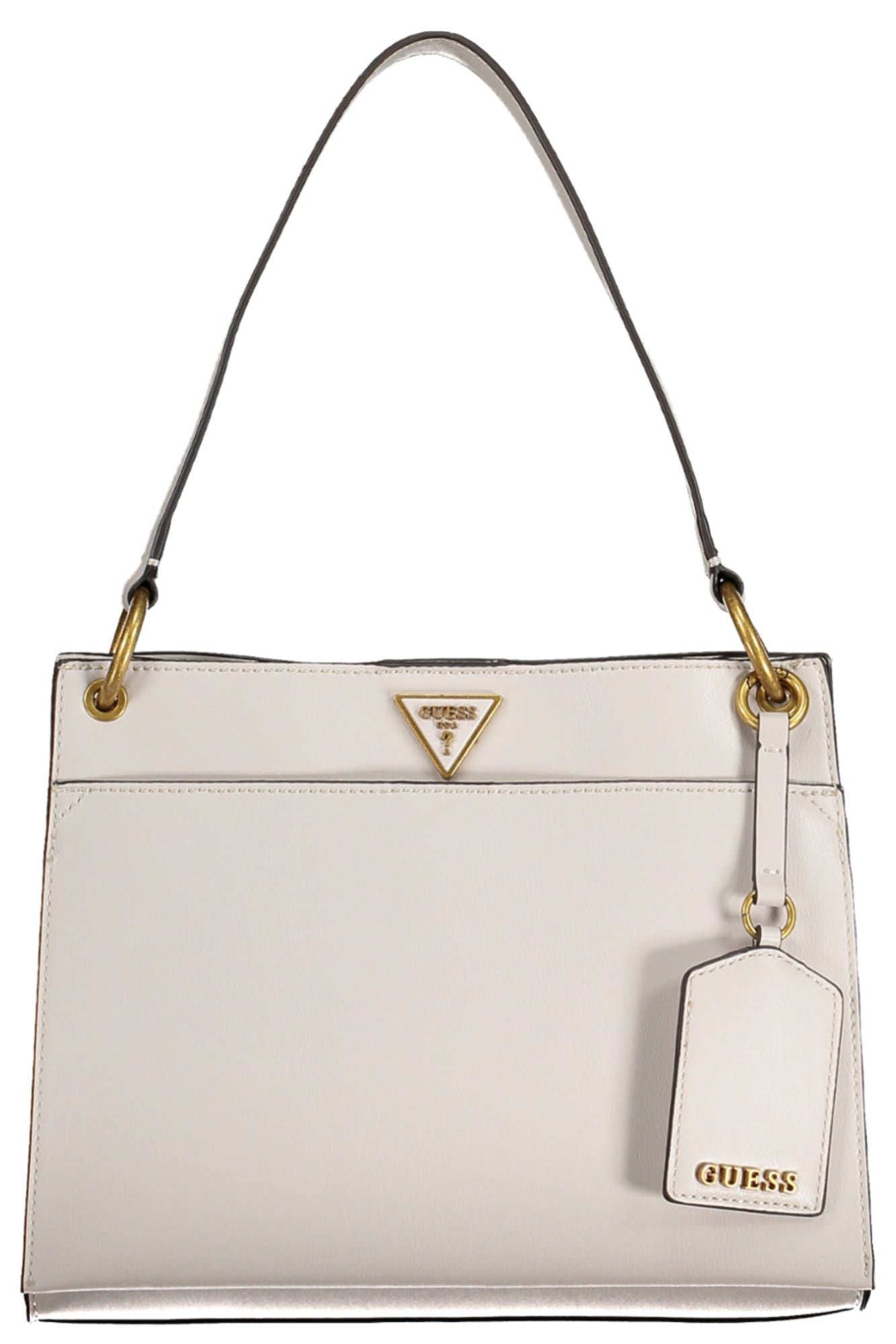 Chic Gray Polyurethane Shoulder Bag with Logo