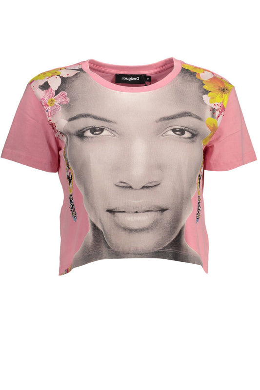 Chic Pink Embellished Cotton Tee