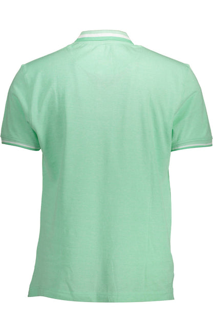 Green Cotton Men Polo Shirt