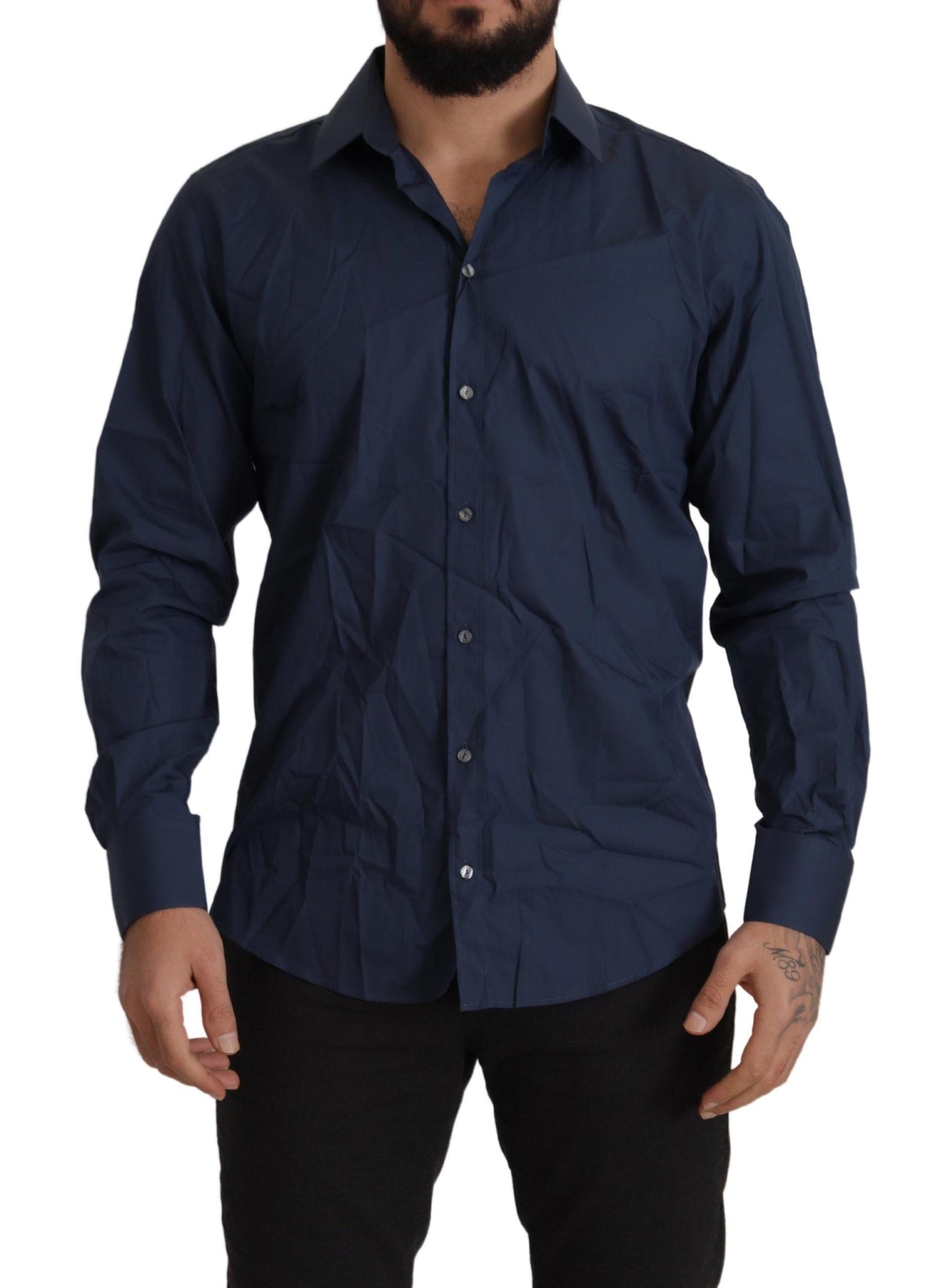 Elegant Slim Fit Blue Martini Dress Shirt