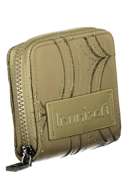 Elegant Green Zip Wallet with Contrasting Details