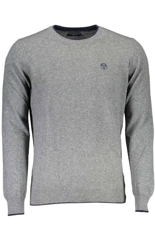 Eco-Conscious Gray Sweater with Embroidered Logo