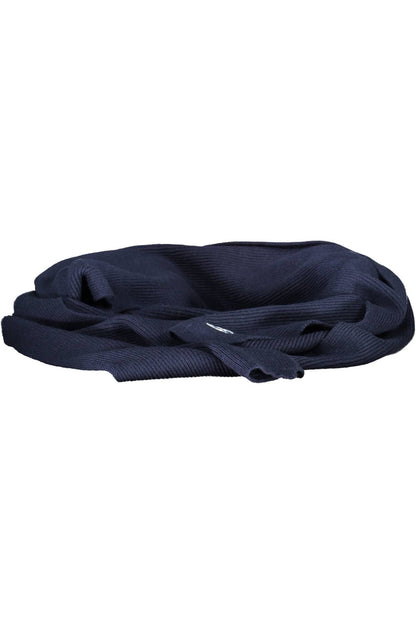 Elegant Blue Scarf with Distinctive Logo Detail