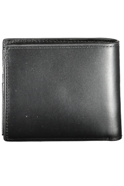 Elegant Black Leather Dual-Compartment Men's Wallet