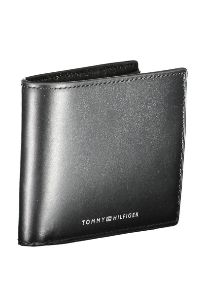 Elegant Black Leather Dual-Compartment Men's Wallet