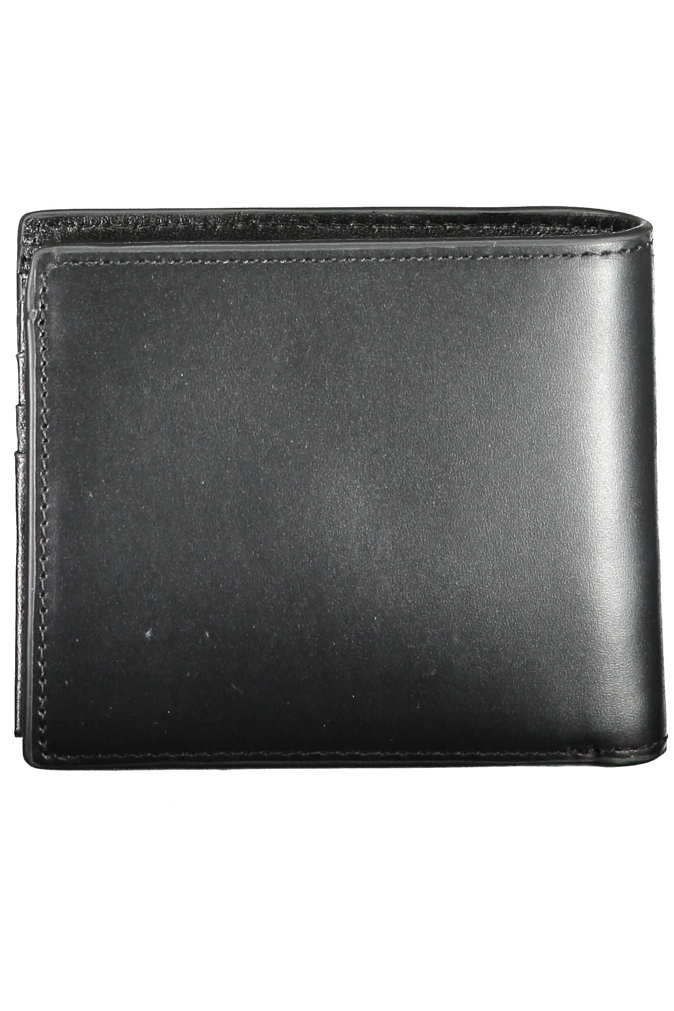 Sleek Black Leather Wallet with Contrasting Detail