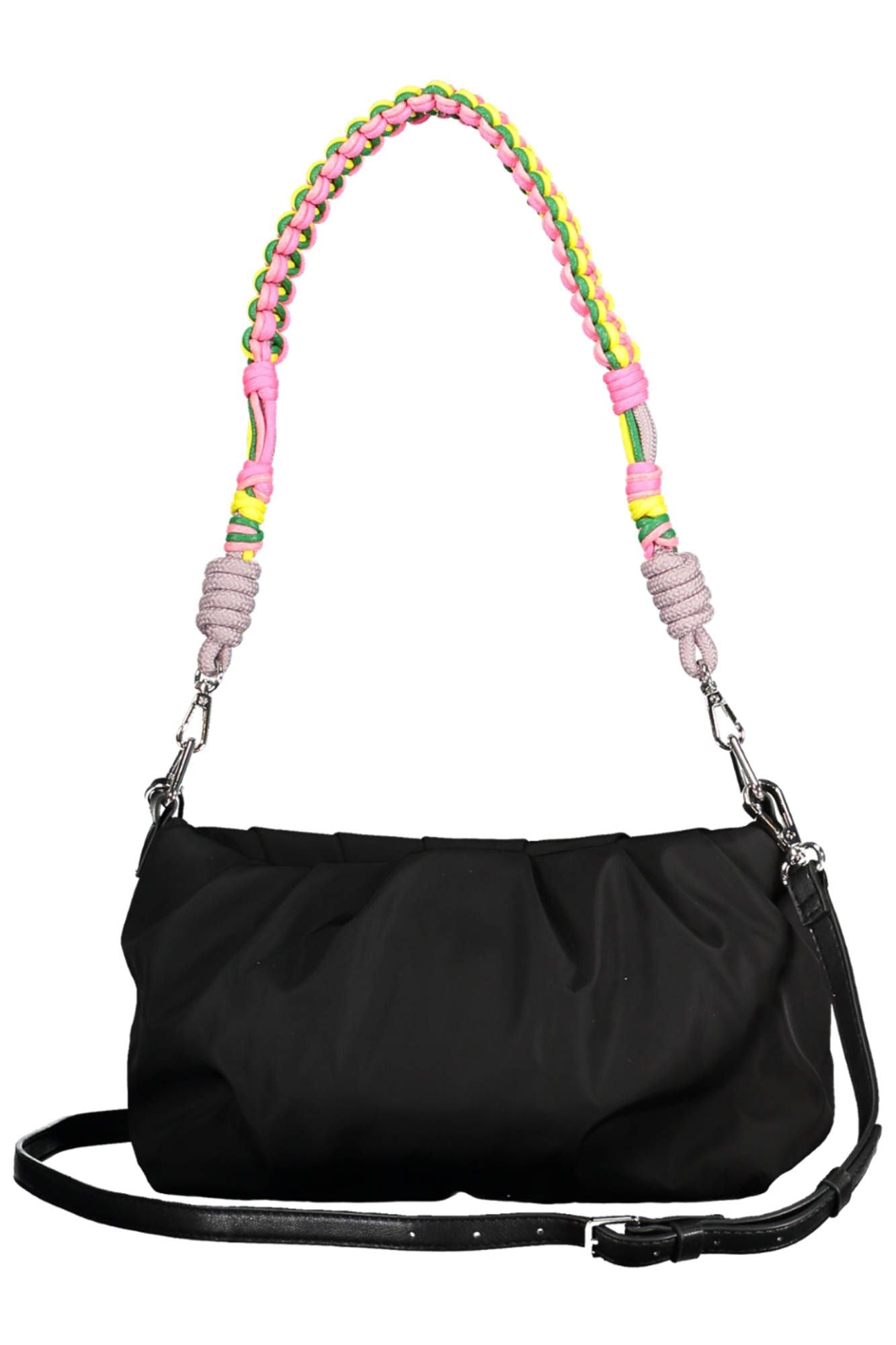 Chic Black Contrast Detail Handbag