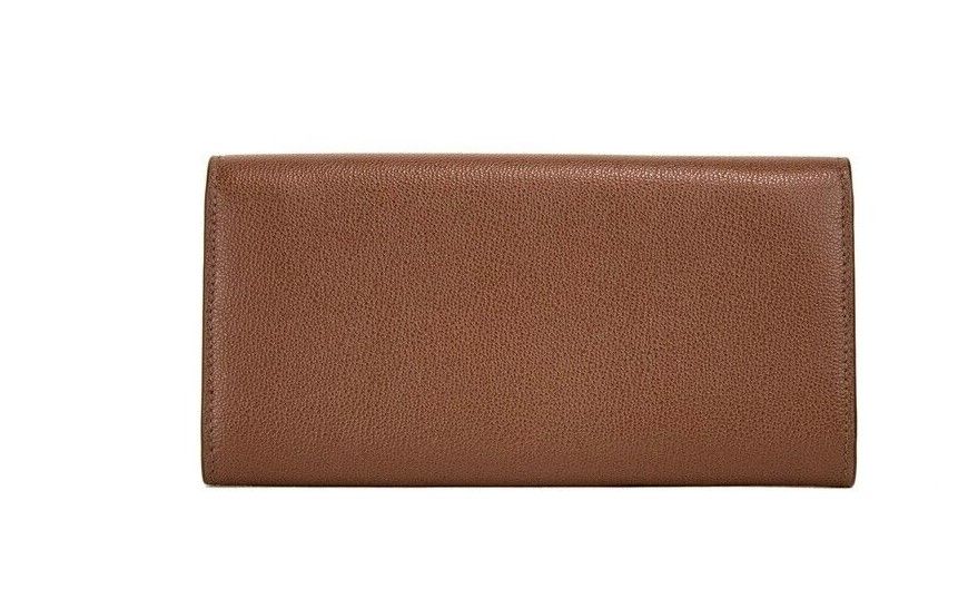 Porter Tan Grained Leather Embossed Continental Clutch Flap Wallet Brown