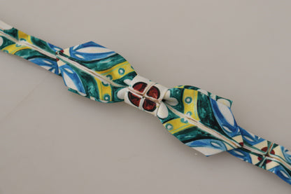 Elegant Silk Majolica Print Bow Tie