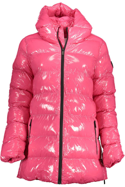 Chic Pink Hooded Jacket with Side Slits