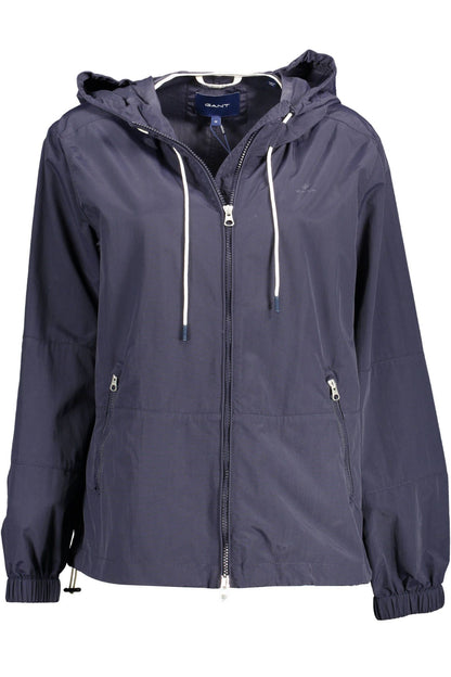 Chic Blue Hooded Sports Jacket