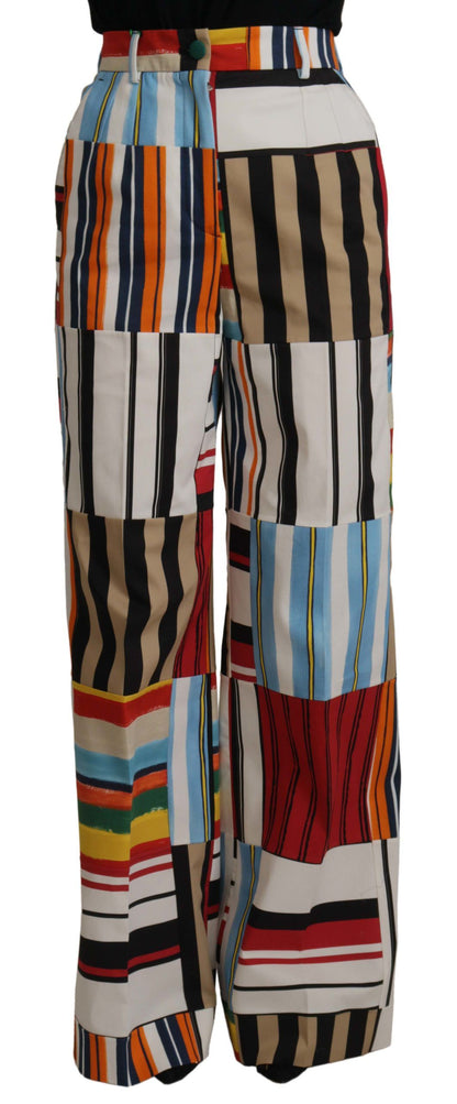 Elegant High Waist Striped Trousers