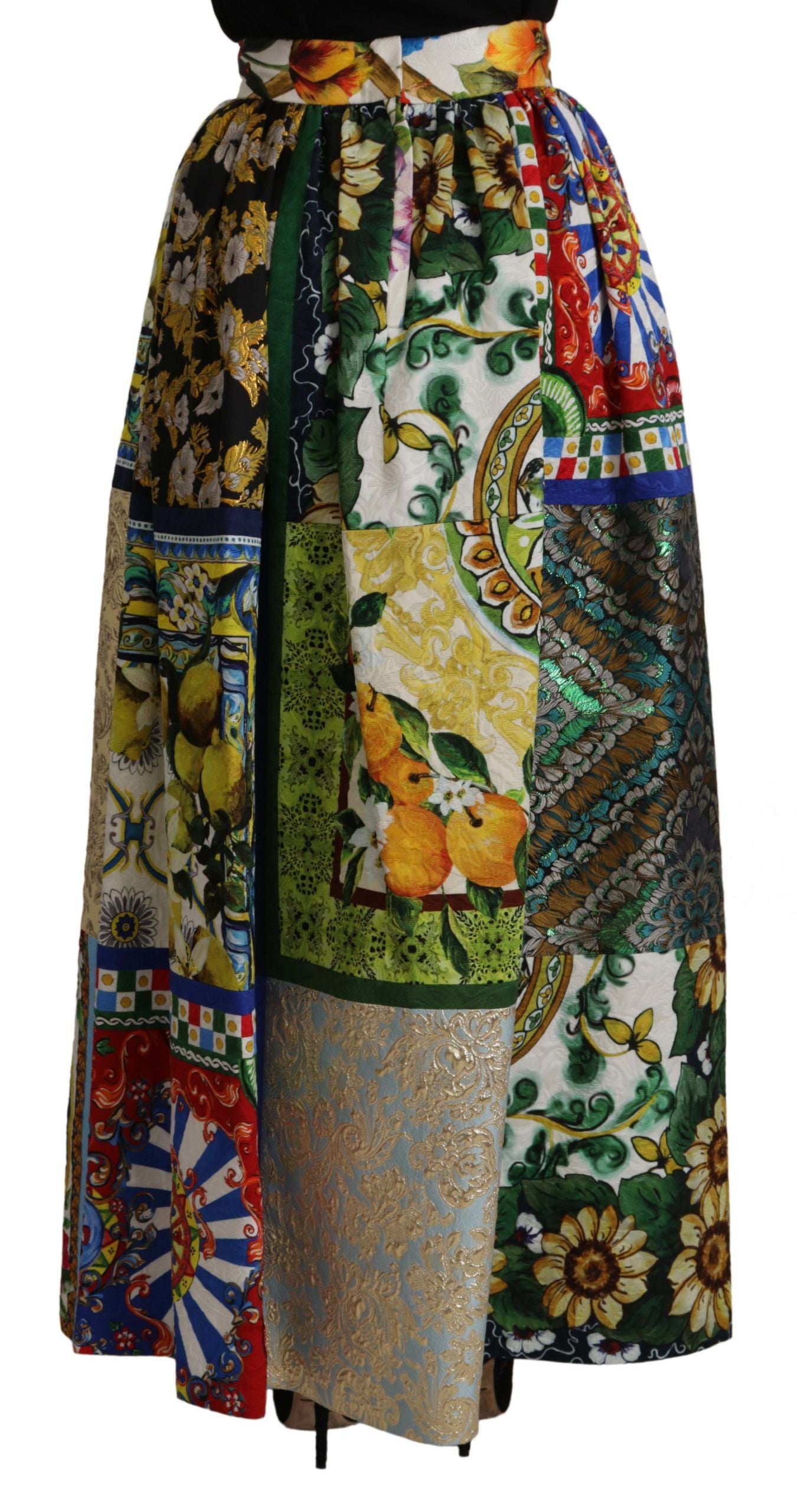 High Waist Maxi Skirt with Sicilian Patterns